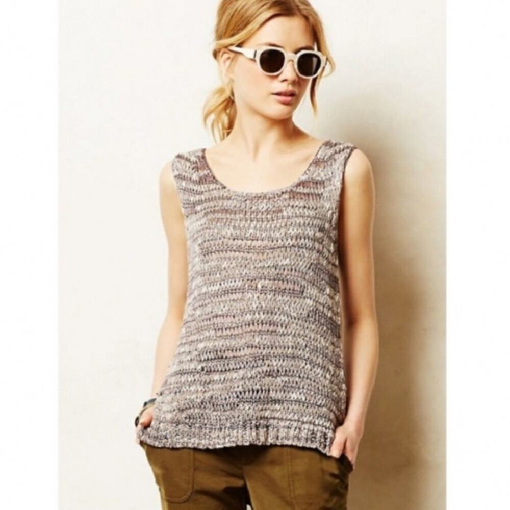 Anthropologie Moth Gray Marled Knit Sweater Tank